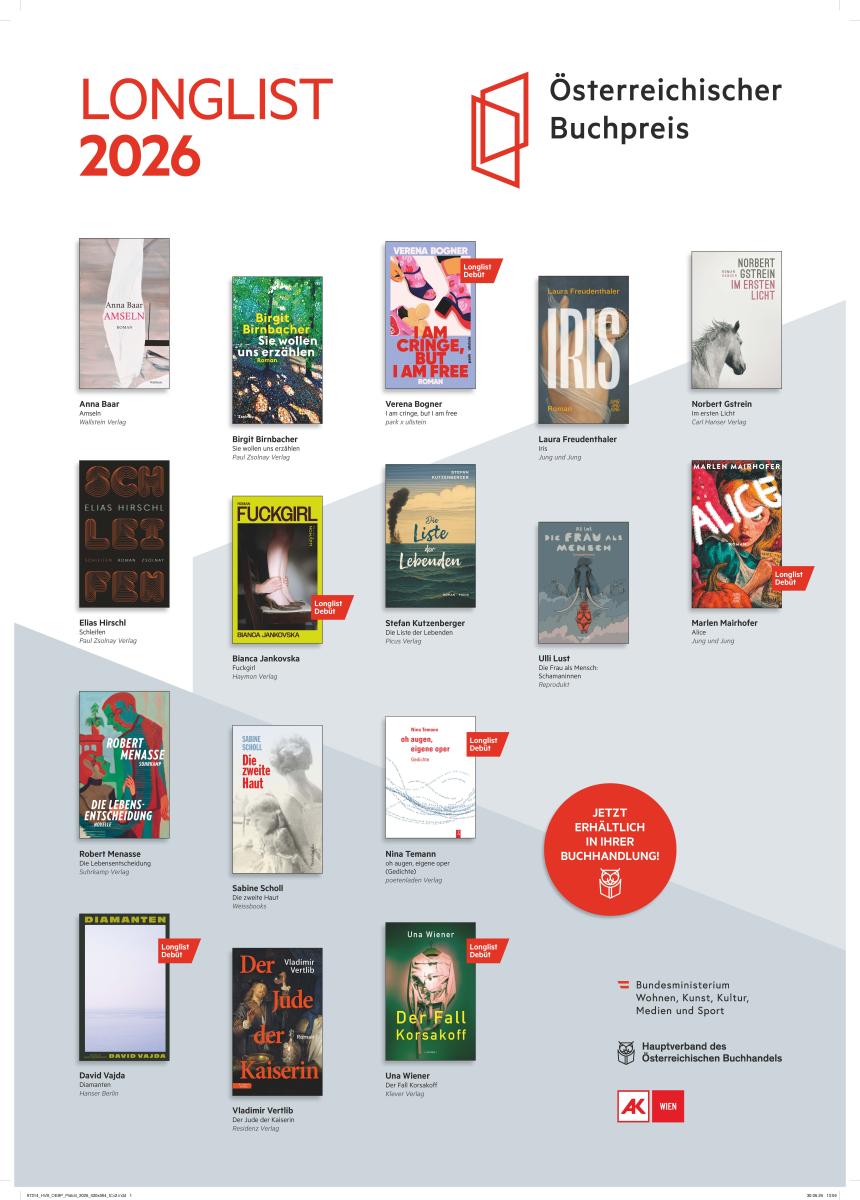 Longlist Österreichischer Buchpreis 2026